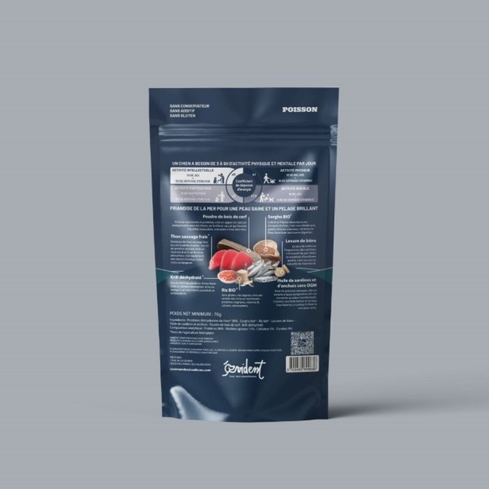 Friandise pour chiens plancton marque EVIDENT (vue face arrière) disponible chez toutoucrush.fr