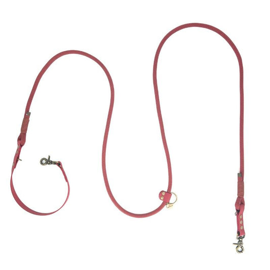 Laisse MULTIPOSITION paracorde / biothane rouge vermillon