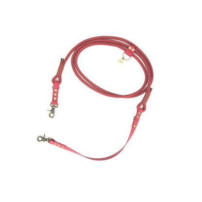 Laisse MULTIPOSITION paracorde / biothane rouge vermillon
